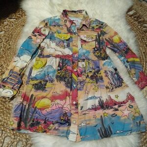 Wrangler x Barbie Girls Pearl Snap Dress Cowgirl Rainbow Boho Size Medium (6-7)